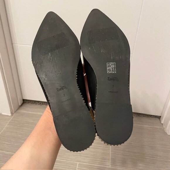 Coach Vae Leather Skimmer Studded Slingback Flats Black Pointed Toe Size 7 - Picture 15 of 16